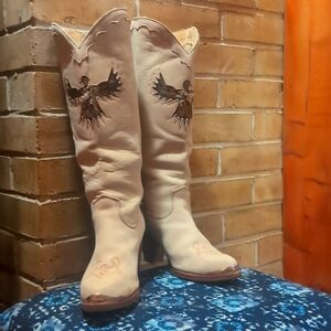 Vintage Zodiac Phoenix Feather Cowgirl Boots